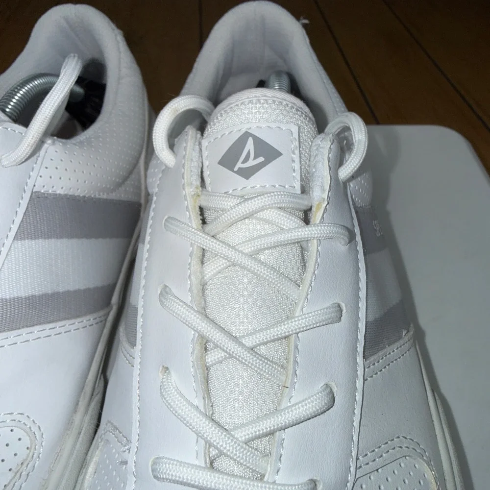 Sperry Soletide 2-Eye Mens White Grey Leather Sneakers STS24067 Size 12